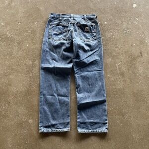 Carhartt Jeans Mens 34x30 Blue Relaxed Fit Straight Leg Denim Workwear